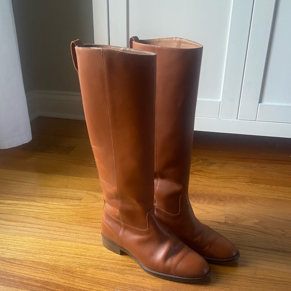 JCrew leather cognac riding boots